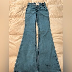 Urban Outfitters BGD Ruched V Front Flare Jeans in Color Blue, Size M